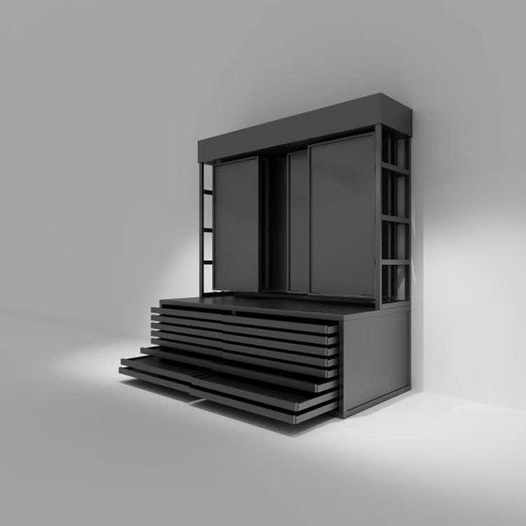 Estante de exhibición de piedra con cajón plano resistente